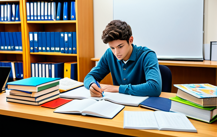 Study Planning**

"A well-organized student at a desk covered in study materials (textbooks, notes, calendar) in a bright, comfortable study room. The student is wearing casual, professional attire. Focus on planning and organization. safe for work, appropriate content, fully clothed, professional, perfect anatomy, correct proportions, natural pose, high quality"

**