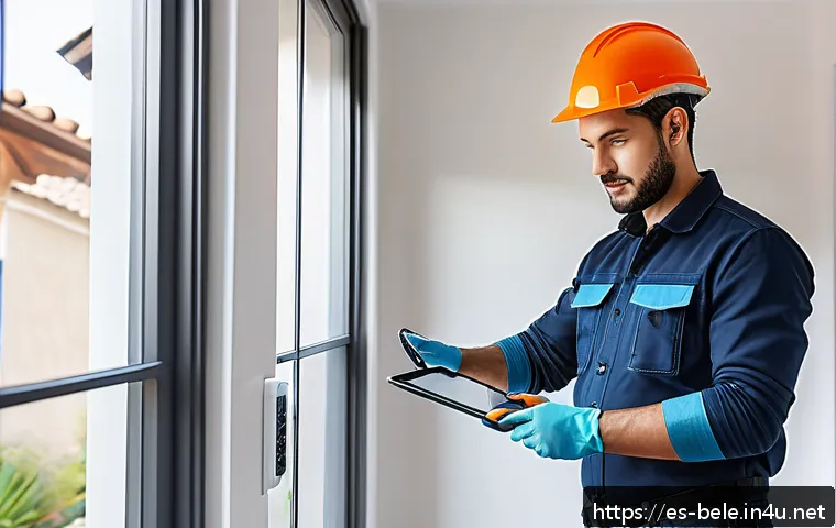 건축전기설비기사 자격증 취득 후 커리어 패스 - A professional electrician in a modern Spanish residential setting, wearing a clean uniform with saf...